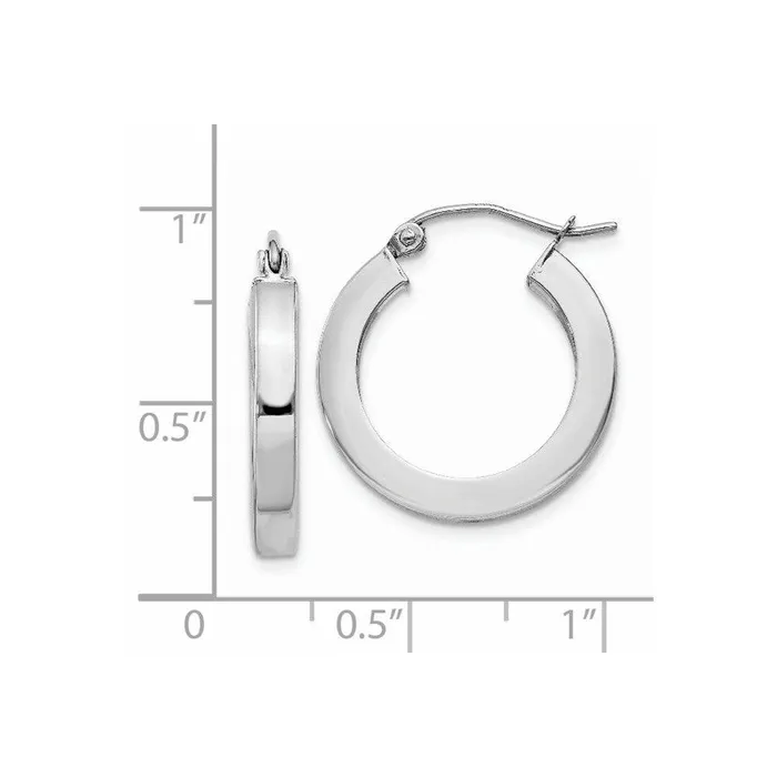 Jewelry Earrings 14k White Gold Square Tube Hoop Earrings Jewelry Earrings 14k White Gold Square Tube Hoop Earrings