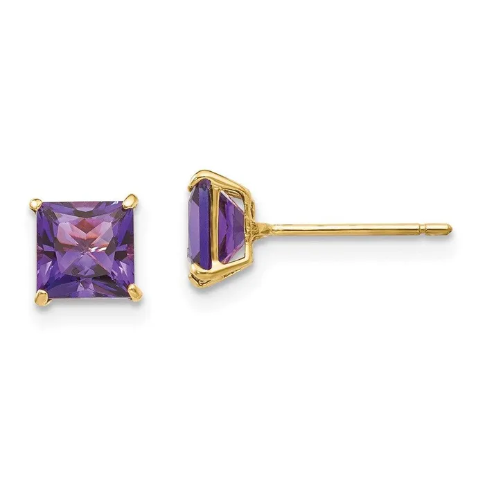 Jewelry Earrings Madi K Kids 14k Amethyst 5mm Square Post Earrings