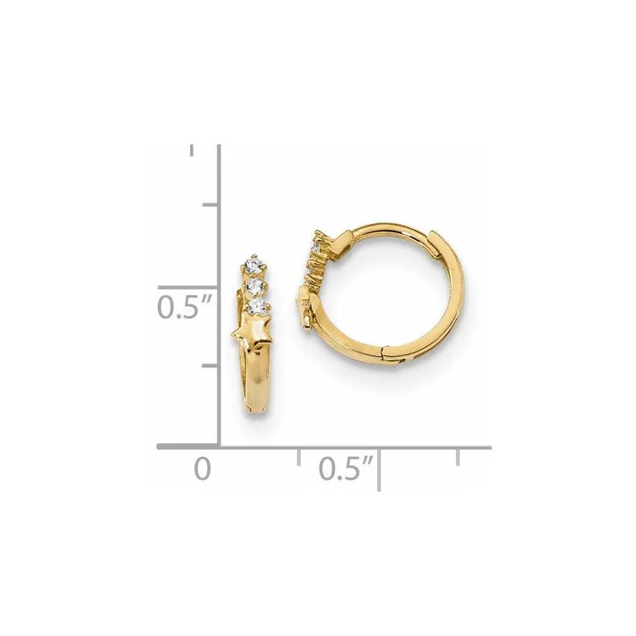 Jewelry Earrings Madi K Kids 14k CZ Shooting Star Hinged Hoop Earrings Jewelry Earrings Madi K Kids 14k CZ Shooting Star Hinged Hoop Earrings