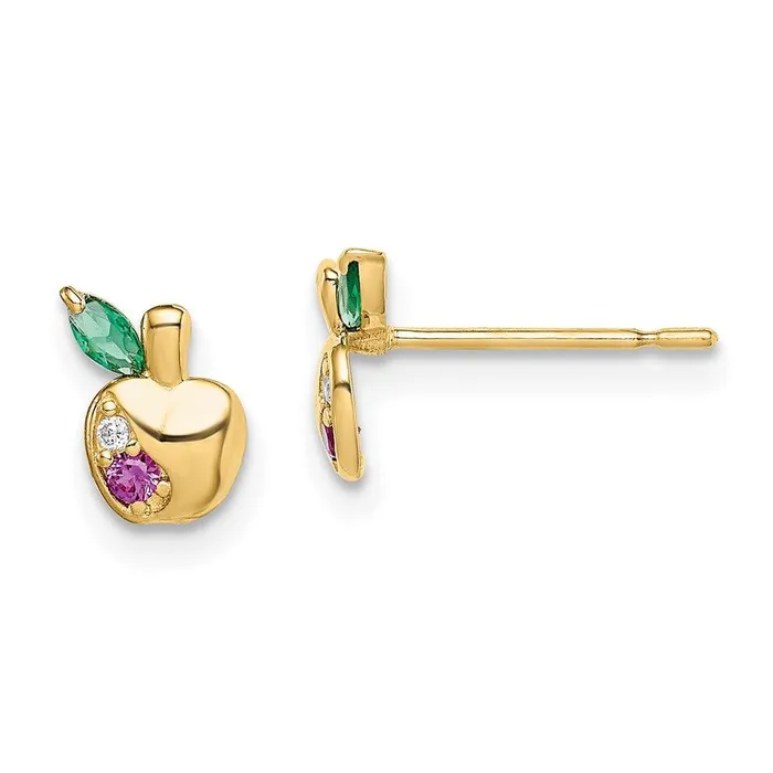 Jewelry Earrings Madi K Kids 14k White Red and Green CZ Apple Post Earrings Jewelry Earrings Madi K Kids 14k White Red and Green CZ Apple Post Earrings