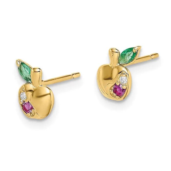 Jewelry Earrings Madi K Kids 14k White Red and Green CZ Apple Post Earrings Jewelry Earrings Madi K Kids 14k White Red and Green CZ Apple Post Earrings
