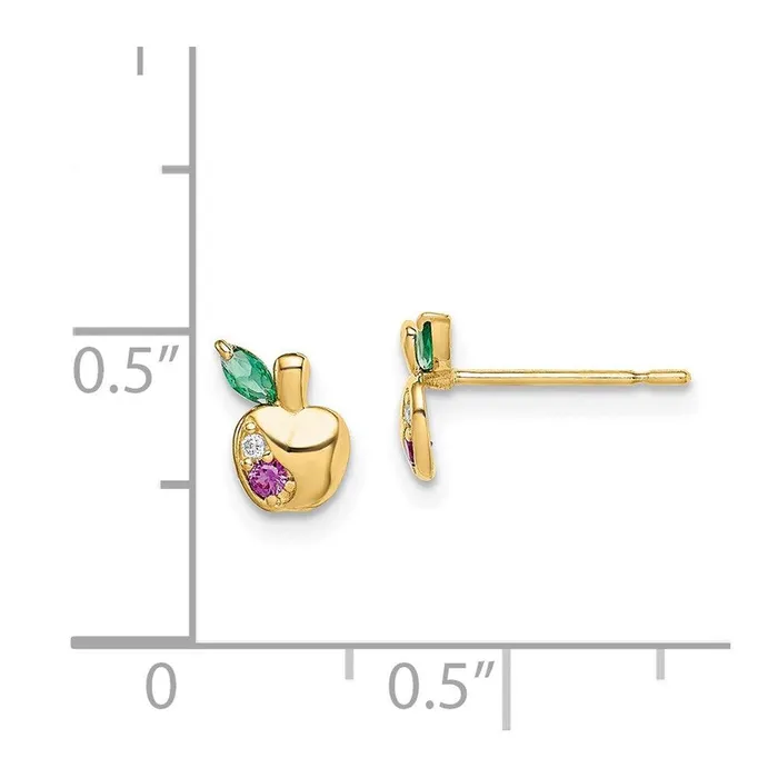 Jewelry Earrings Madi K Kids 14k White Red and Green CZ Apple Post Earrings Jewelry Earrings Madi K Kids 14k White Red and Green CZ Apple Post Earrings