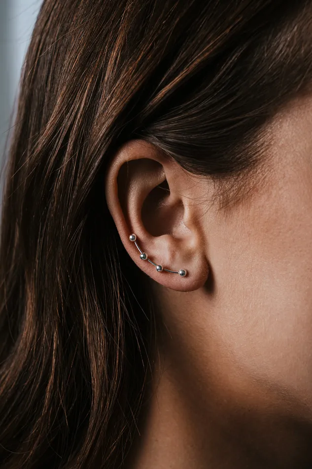 Kty Earrings Bubble Gap Bubble Line Earrings Silver