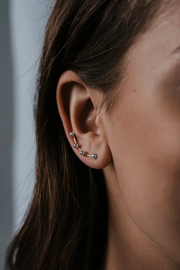Kty Earrings Bubble Gap Bubble Line Earrings Silver