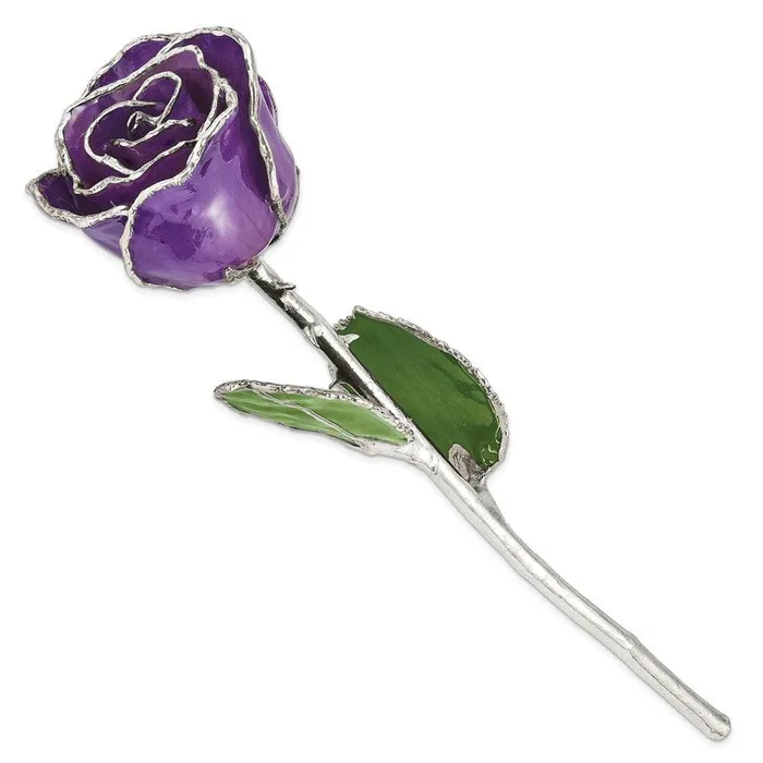 Lacquer Dipped Silver Trimmed Lilac Rose Jewelry Rings Lacquer Dipped Silver Trimmed Lilac Rose Jewelry Rings