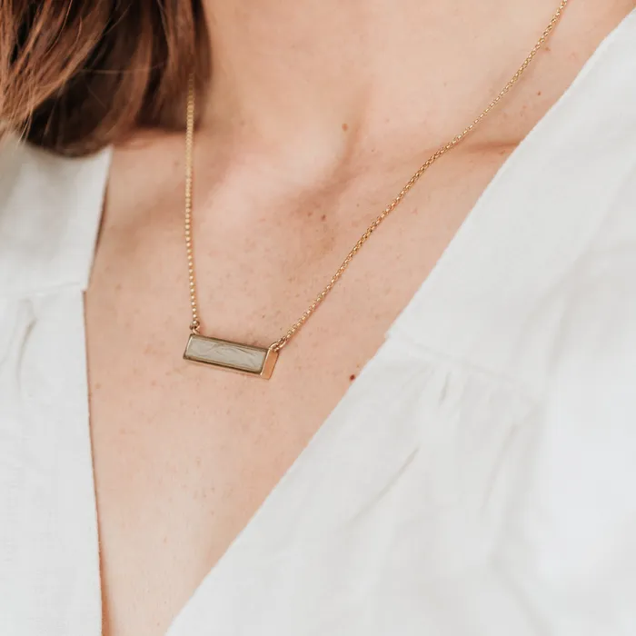 Lateral Bar Cremation Necklace in 14K Yellow Gold closebymejewelry Necklaces