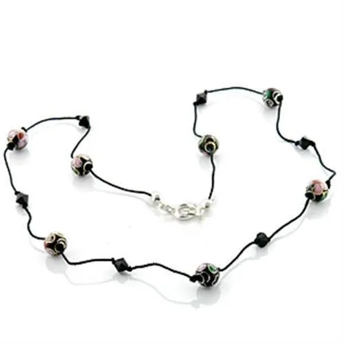 LO737 Brass Necklace with Epoxy in Multi Color Alamode Necklaces