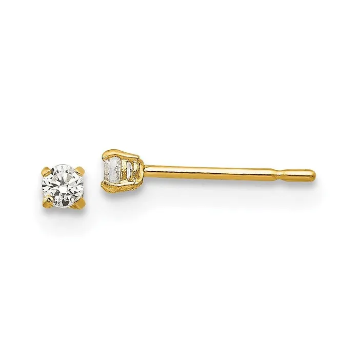 Madi K Kids 14k 2mm Round CZ Basket Set Stud Earrings Jewelry Earrings