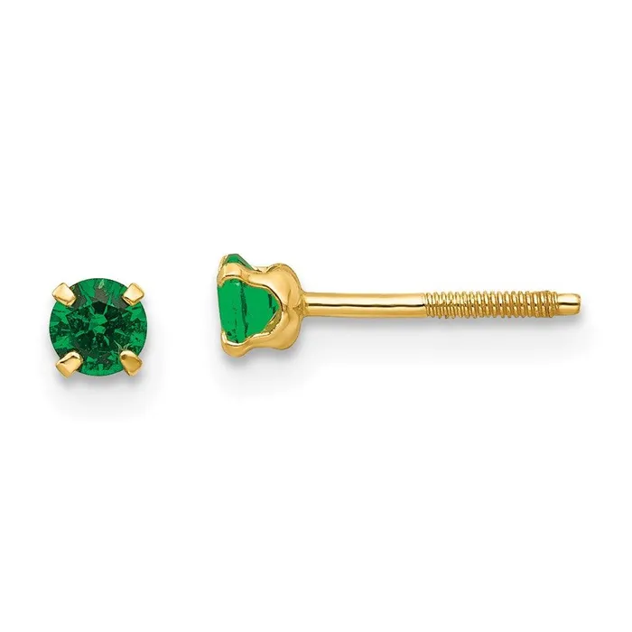 Madi K Kids 14k 3mm Synthetic Emerald Birthstone Earrings Jewelry Earrings Madi K Kids 14k 3mm Synthetic Emerald Birthstone Earrings Jewelry Earrings