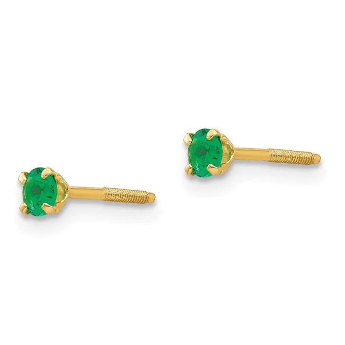 Madi K Kids 14k 3mm Synthetic Emerald Birthstone Earrings Jewelry Earrings Madi K Kids 14k 3mm Synthetic Emerald Birthstone Earrings Jewelry Earrings