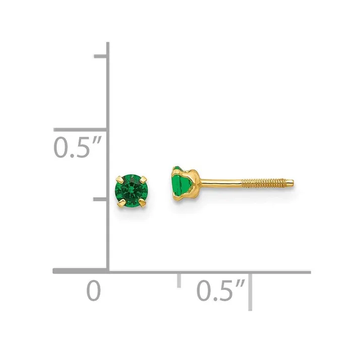 Madi K Kids 14k 3mm Synthetic Emerald Birthstone Earrings Jewelry Earrings Madi K Kids 14k 3mm Synthetic Emerald Birthstone Earrings Jewelry Earrings