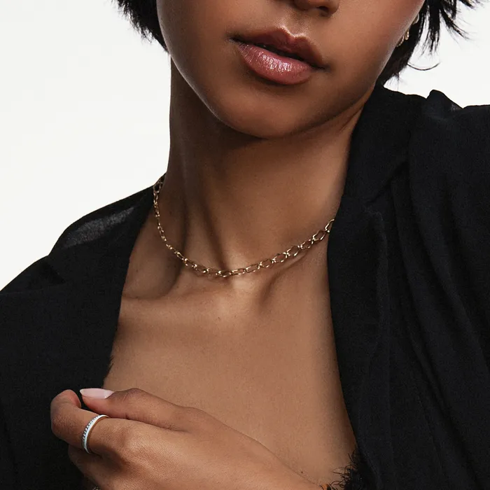 Marrow Fine Necklaces 8mm Sculpted Link Gold Necklace Marrow Fine Necklaces 8mm Sculpted Link Gold Necklace