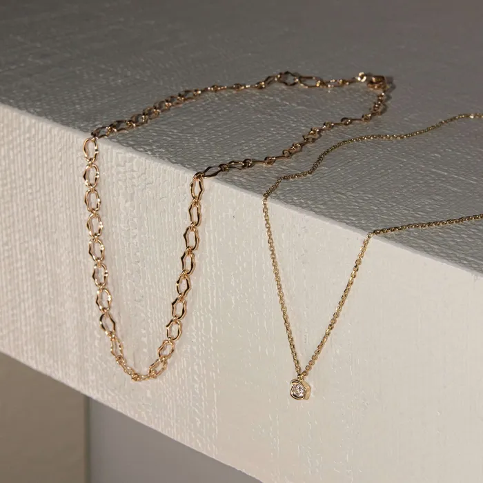 Marrow Fine Necklaces 8mm Sculpted Link Gold Necklace Marrow Fine Necklaces 8mm Sculpted Link Gold Necklace