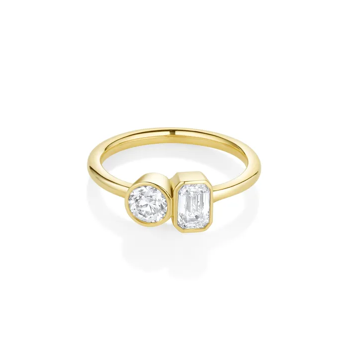 Marrow Fine Rings 046ct Emerald Cut 042ct Old Euro Diamond Toi et Moi Ring Marrow Fine Rings 046ct Emerald Cut 042ct Old Euro Diamond Toi et Moi Ring