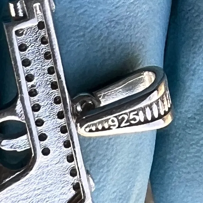 Necklaces Bling Cartel 925 Sterling Silver Gun Pistol Scrollwork Engraving Iced CZ Pendant Necklaces Bling Cartel 925 Sterling Silver Gun Pistol Scrollwork Engraving Iced CZ Pendant