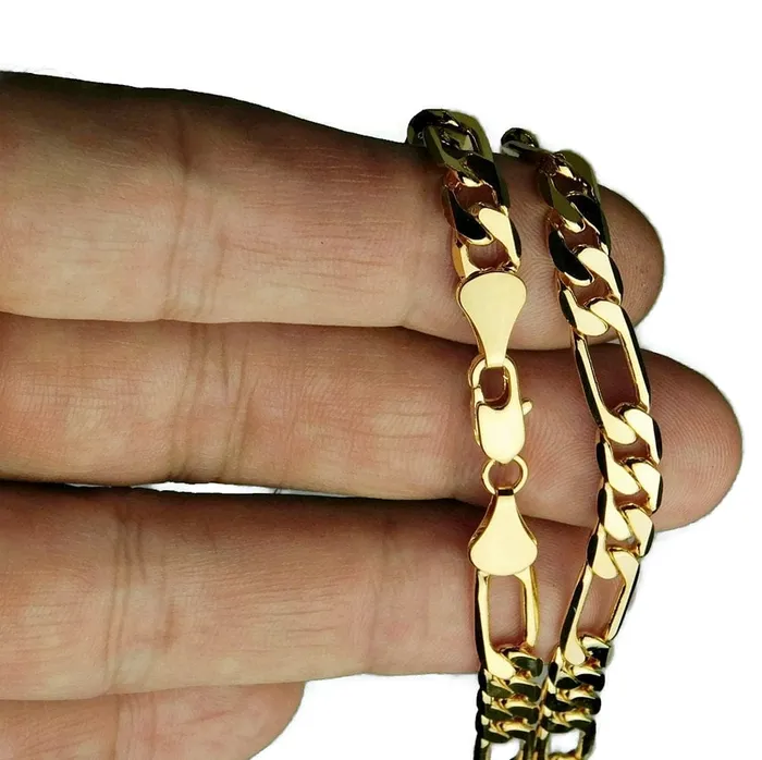 Necklaces Bling Cartel Admin Figaro Link Gold Finish Choker Necklace 20 x 65MM