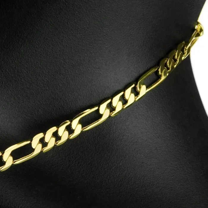 Necklaces Bling Cartel Admin Figaro Link Gold Finish Choker Necklace 20 x 65MM