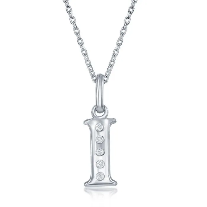 Necklaces Classic Sterling Silver Diamond I Initial Pendant Chain