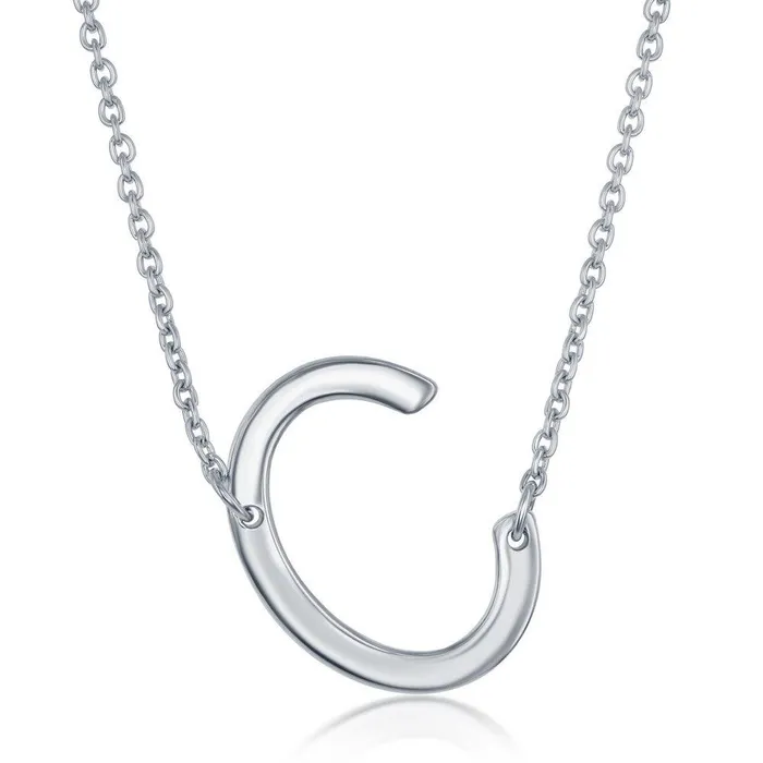 Necklaces Classic Sterling Silver Sideways C Initial Necklace