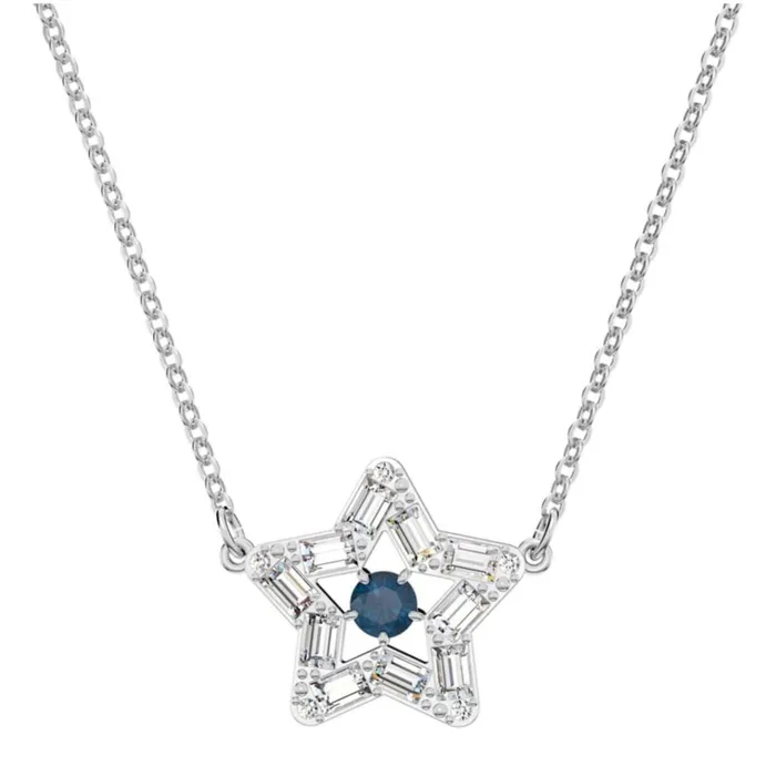 Necklaces Swarovski Swarovski Womens Pendant Necklace Stella Blue Star Shape Rhodium Plated 5639186 Necklaces Swarovski Swarovski Womens Pendant Necklace Stella Blue Star Shape Rhodium Plated 5639186