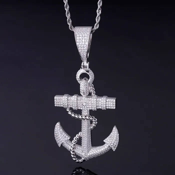 Necklaces VVS Jewelry 925 Sterling Silver Moissanite Anchor Pendant