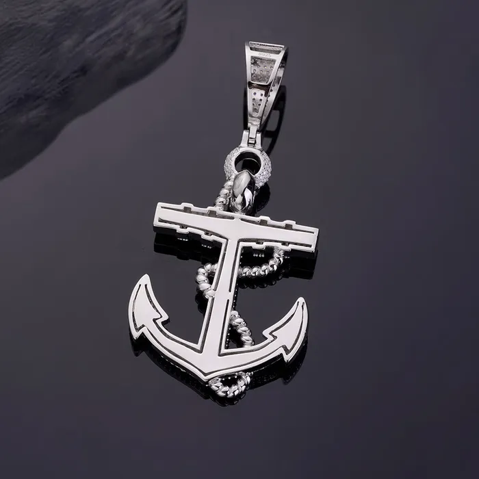 Necklaces VVS Jewelry 925 Sterling Silver Moissanite Anchor Pendant