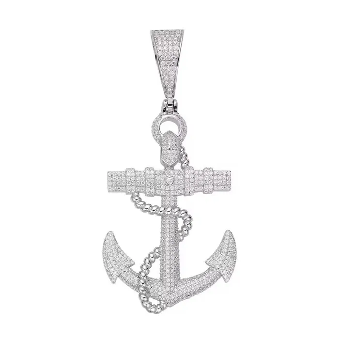 Necklaces VVS Jewelry 925 Sterling Silver Moissanite Anchor Pendant