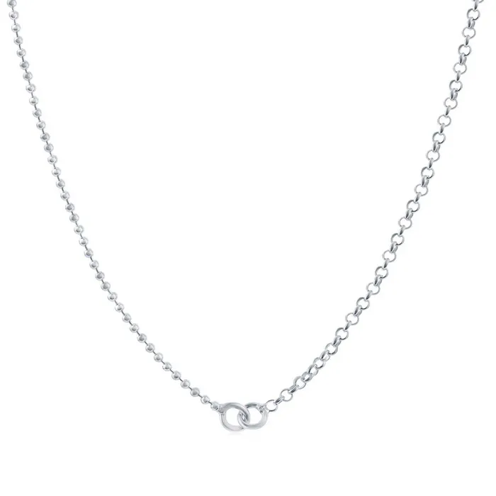 Necklaces Womens Chain Silver Half Rolo and Beaded Style 20 Inch Q575120 Classic Necklaces Womens Chain Silver Half Rolo and Beaded Style 20 Inch Q575120 Classic