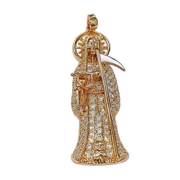 PreStyled Sets La Santa Muerte Pendant Iced Flooded Out 18K Gold Finish Small 2 Xuping PreStyled Sets La Santa Muerte Pendant Iced Flooded Out 18K Gold Finish Small 2 Xuping