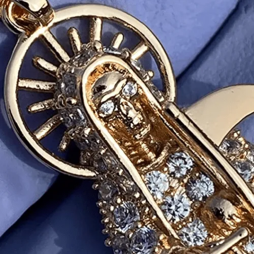 PreStyled Sets La Santa Muerte Pendant Iced Flooded Out 18K Gold Finish Small 2 Xuping PreStyled Sets La Santa Muerte Pendant Iced Flooded Out 18K Gold Finish Small 2 Xuping