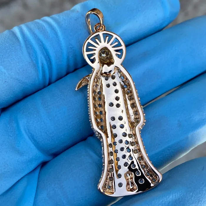 PreStyled Sets La Santa Muerte Pendant Iced Flooded Out 18K Gold Finish Small 2 Xuping PreStyled Sets La Santa Muerte Pendant Iced Flooded Out 18K Gold Finish Small 2 Xuping