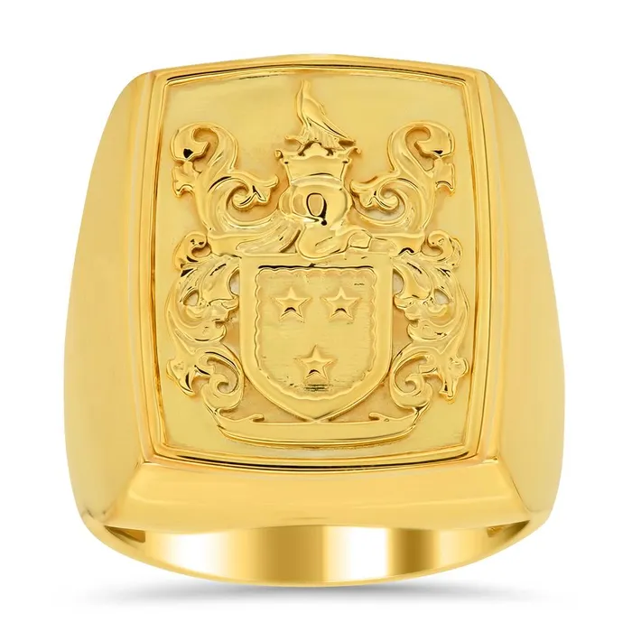 Raised Family Crest Signet Ring deBebians Rings