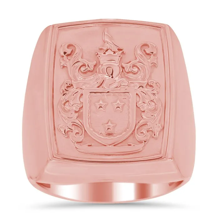 Raised Family Crest Signet Ring deBebians Rings Raised Family Crest Signet Ring deBebians Rings