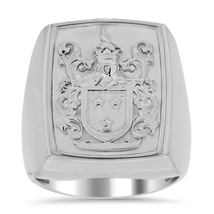 Raised Family Crest Signet Ring deBebians Rings Raised Family Crest Signet Ring deBebians Rings