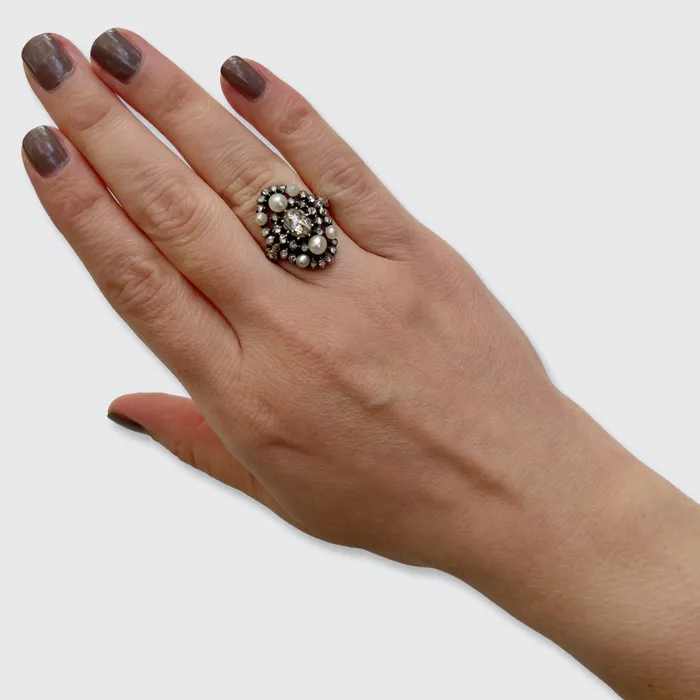 Rings 21stfinds Belle Epoque Pearl Diamonds Panel Ring Rings 21stfinds Belle Epoque Pearl Diamonds Panel Ring
