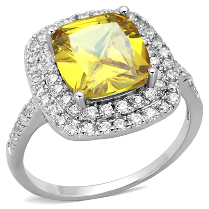 Rings Alamode 3W760 Rhodium Brass Ring with AAA Grade CZ in Topaz