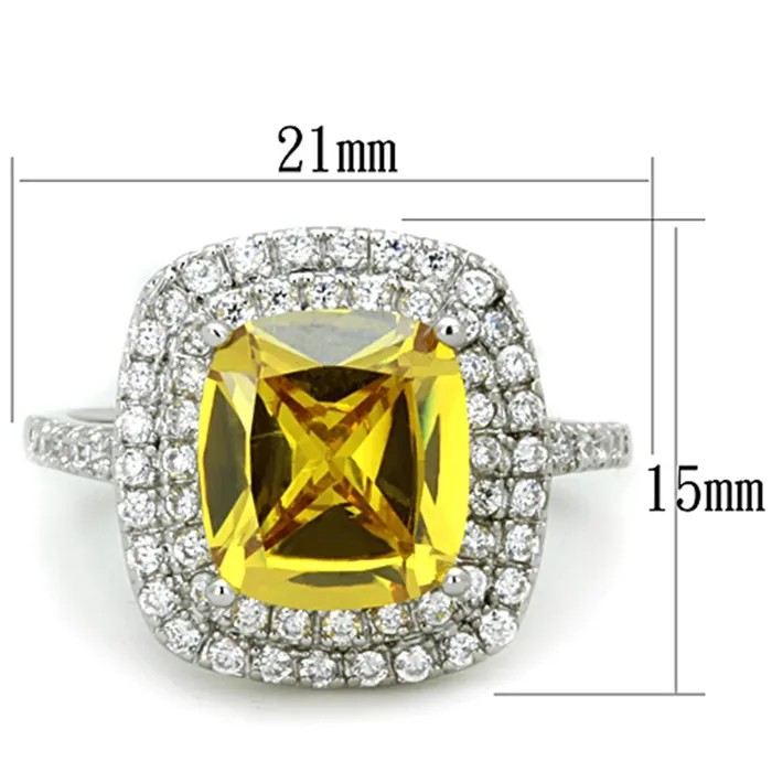 Rings Alamode 3W760 Rhodium Brass Ring with AAA Grade CZ in Topaz