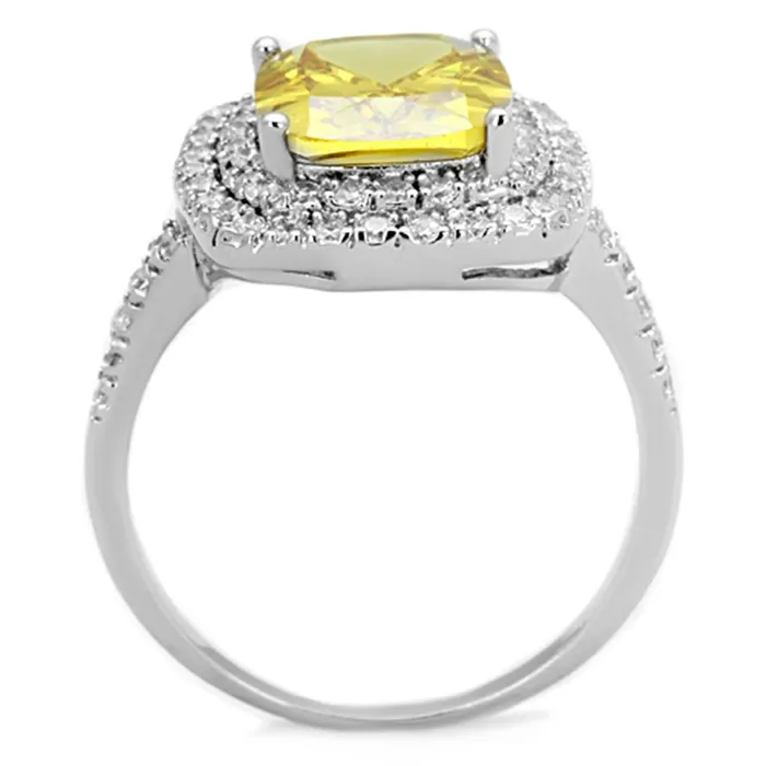 Rings Alamode 3W760 Rhodium Brass Ring with AAA Grade CZ in Topaz