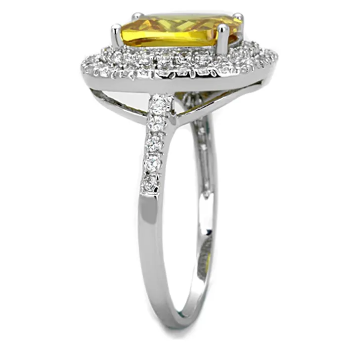 Rings Alamode 3W760 Rhodium Brass Ring with AAA Grade CZ in Topaz