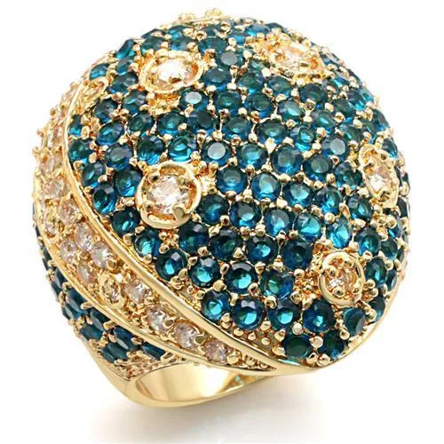 Rings Alamode LO1491 Imitation Gold Brass Ring with Synthetic Synthetic Glass in Montana Rings Alamode LO1491 Imitation Gold Brass Ring with Synthetic Synthetic Glass in Montana