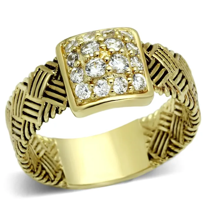 Rings Alamode LOS598 Gold 925 Sterling Silver Ring with AAA Grade CZ in Clear Rings Alamode LOS598 Gold 925 Sterling Silver Ring with AAA Grade CZ in Clear