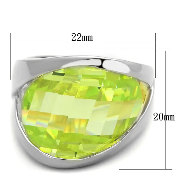 Rings Alamode LOS832 Rhodium 925 Sterling Silver Ring with AAA Grade CZ in Apple Green color