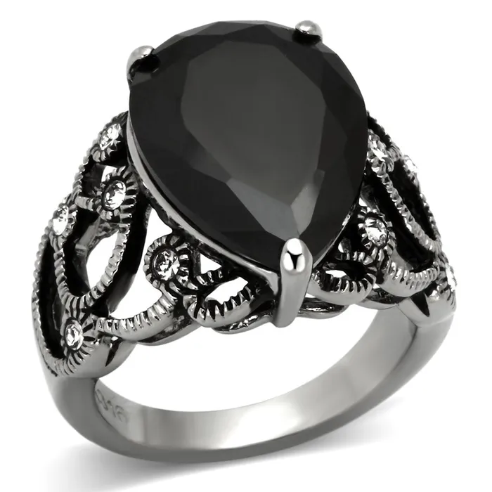 Rings Alamode TK1017 High polished no plating Stainless Steel Ring with AAA Grade CZ in Jet Rings Alamode TK1017 High polished no plating Stainless Steel Ring with AAA Grade CZ in Jet