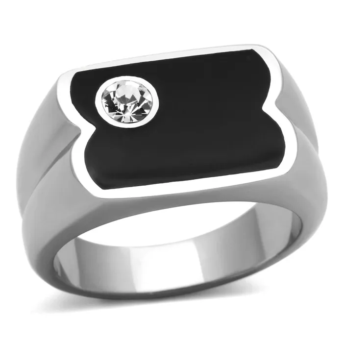 Rings Alamode TK1073 High polished no plating Stainless Steel Ring with Top Grade Crystal in Clear Rings Alamode TK1073 High polished no plating Stainless Steel Ring with Top Grade Crystal in Clear