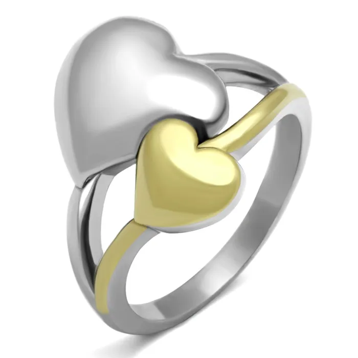 Rings Alamode TK1091 TwoTone IP Gold Ion Plating Stainless Steel Ring with No Stone