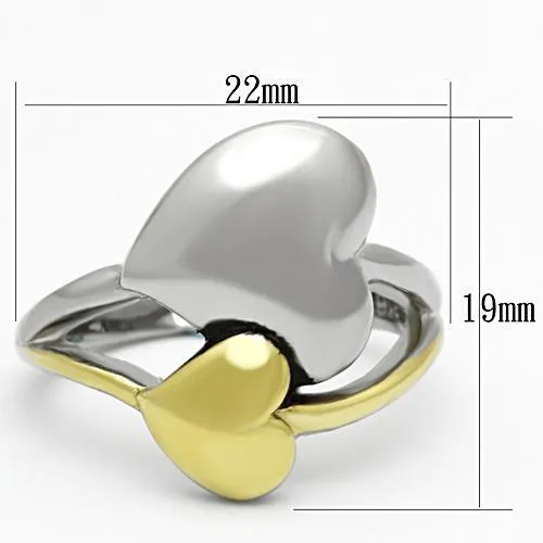 Rings Alamode TK1091 TwoTone IP Gold Ion Plating Stainless Steel Ring with No Stone