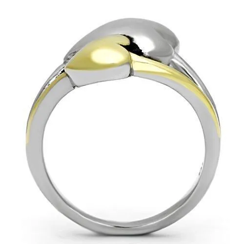 Rings Alamode TK1091 TwoTone IP Gold Ion Plating Stainless Steel Ring with No Stone