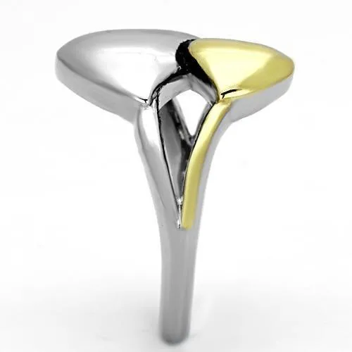 Rings Alamode TK1091 TwoTone IP Gold Ion Plating Stainless Steel Ring with No Stone