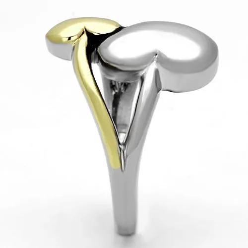 Rings Alamode TK1091 TwoTone IP Gold Ion Plating Stainless Steel Ring with No Stone