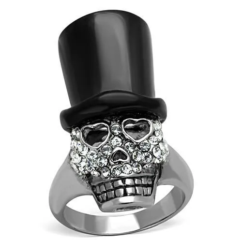 Rings Alamode TK1662 TwoTone IP Black Stainless Steel Ring with Top Grade Crystal in Clear Rings Alamode TK1662 TwoTone IP Black Stainless Steel Ring with Top Grade Crystal in Clear